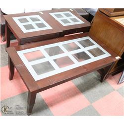 ESPRESSO & GLASS COFFEE & END TABLE SET