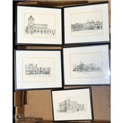 LOT OF 5 BLACK AND WHITE FRAMED VINTAGE EDMONTON