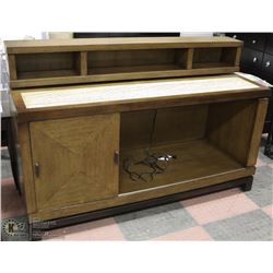OAK CREDENZA WITH MARBLE INLAID TOP