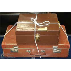 2 VINTAGE BROWN SUITCASES 22X12X6 & 13X11X5.5