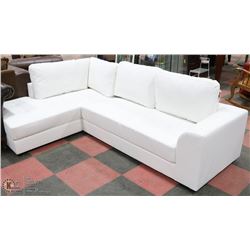 NEW WHITE LEATHERETTE 'L' SHAPE SECTIONAL