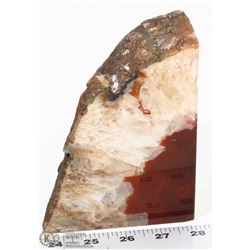 POLISHED RED AGATE AND QUARTZ QUARTER GEODE