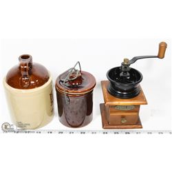 3 VINTAGE KITCHEN STAGING DÉCOR - CROCKS -