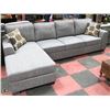 Image 1 : SHOWHOME GREY FABRIC L SHAPE CHAISE LOUNGE