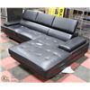 Image 1 : BLACK LEATHERETTE CHAISE LOUNGE SECTIONAL WITH