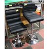 Image 1 : SET OF 2 BLACK LEATHER PADDED BAR STOOLS