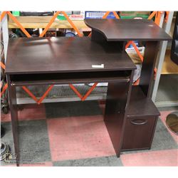DARK BROWN COMPUTER DESK WITH SLIDE