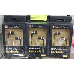 PACK OF 3 SETS OF HI-FIDELITY EARBUDS