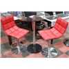 Image 1 : BAR HEIGHT ROUND GLASS & CHROME TABLE WITH RED