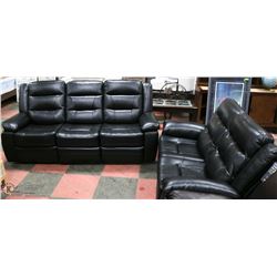 NEW REVOLUTION BLACK LEATHERETTE RECLINING SOFA