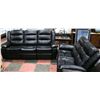 Image 1 : NEW REVOLUTION BLACK LEATHERETTE RECLINING SOFA