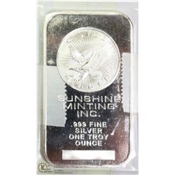 SUNSHINE MINT 1 TROY OUNCE SILVER BAR,