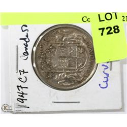 1947 - 50 CENT PIECE, CURVED 7