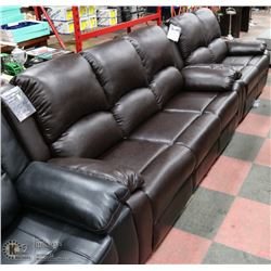 NEW MARTIN BROWN LEATHERETTE RECLINING SOFA 75"