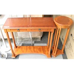 PAIR OF SIDE TABLES - 1 ROUND & 1 RECTANGLE