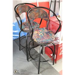 SET OF 2 ESTATE SWIVEL BAR STOOLS - METAL