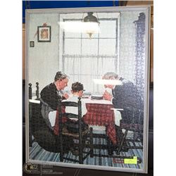 VINTAGE NORMAN ROCKWELL PUZZLE FRAMED, 27X34.