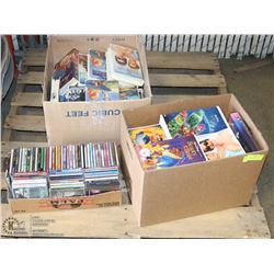 PALLET WITH 2 BOXES OF DISNEY VHS TAPES & A BOX OF