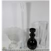 Image 1 : BOX WITH LARGE FROSTED CANDLE HOLDER, TALL VASE,