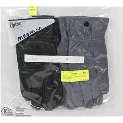 2 PACK LADIES LEATHER GLOVES SIZE MEDIUM AS THEY