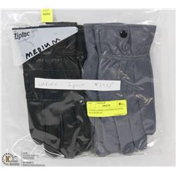 2 PACK LADIES LEATHER GLOVES SIZE MEDIUM AS THEY