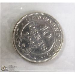 1947C NEWFOUNDLAND 10 CENT COIN ICCS EF40.