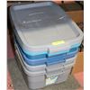 Image 1 : STACK OF 4 RUBBERMAID STORAGE BINS