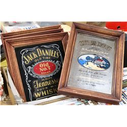 LOT OF 4 BAR MIRRORS WITH WOOD FRAMES - 2 BEER,