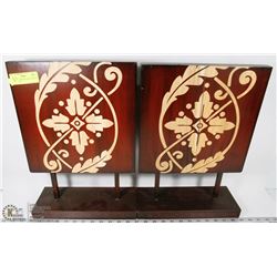 A PAIR OF WOODEN HAND CARVED DECORATIVE