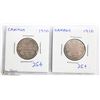 Image 1 : LOT OF 2 CANADIAN 1910 25 CENT COINS.