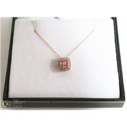 10K ROSE GOLD PINK SAPPHIRE & DIAMOND PENDANT