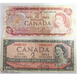 PAIR OF VINTAGE CANDIAN $2 BILLS