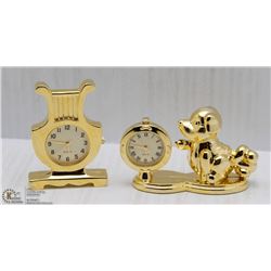 NEW GOLD TONE DESKTOP MINI CLOCKS - NEW BATTERIES