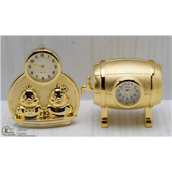 NEW GOLD TONE DESKTOP MINI CLOCKS - NEW BATTERIES