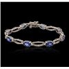 Image 1 : 14KT White Gold 6.24 ctw Tanzanite and Diamond Bracelet