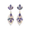 Image 2 : 3.74 ctw Alexandrite And Diamond Earrings - 14KT Yellow Gold