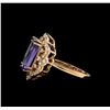 Image 3 : 5.58 ctw Tanzanite and Diamond Ring - 14KT Rose Gold