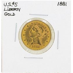 1881 $5 Liberty Head Half Eagle Gold Coin