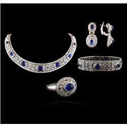 71.20 ctw Blue Sapphire and Diamond Ring, Necklace, Bracelet And Earrings Suite