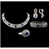 Image 1 : 71.20 ctw Blue Sapphire and Diamond Ring, Necklace, Bracelet And Earrings Suite