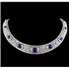 Image 2 : 71.20 ctw Blue Sapphire and Diamond Ring, Necklace, Bracelet And Earrings Suite