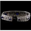 Image 4 : 71.20 ctw Blue Sapphire and Diamond Ring, Necklace, Bracelet And Earrings Suite