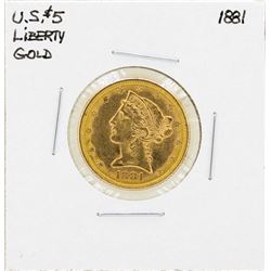 1881 $5 Liberty Head Half Eagle Gold Coin