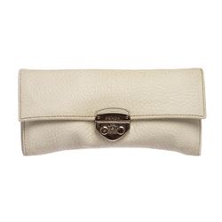 Prada White Leather Long Wallet