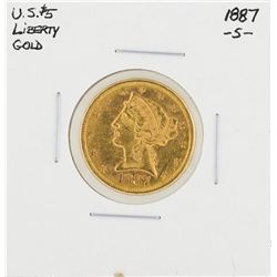 1887-S $5 Liberty Head Half Eagle Gold Coin