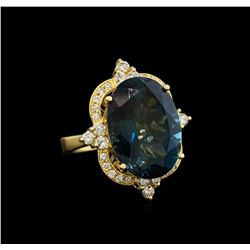 14KT Yellow Gold 17.39 ctw Topaz and Diamond Ring
