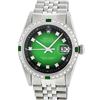 Image 1 : Rolex Mens Stainless Steel Green Vignette Diamond And Emerald Datejust Wristwatc