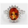 Image 1 : 4.25 Carat Oval Cut Madeira Citrine Diamond Engagement Ring in 14k White Gold