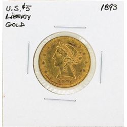 1893 $5 Liberty Head Half Eagle Gold Coin