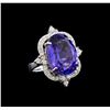 Image 1 : GIA Cert 16.34 ctw Tanzanite and Diamond Ring - 14KT White Gold